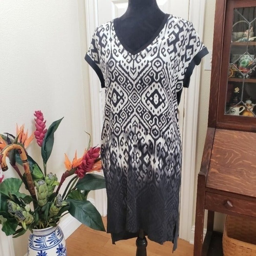 Go by Go Silk Anthropologie dress Ikat hi low